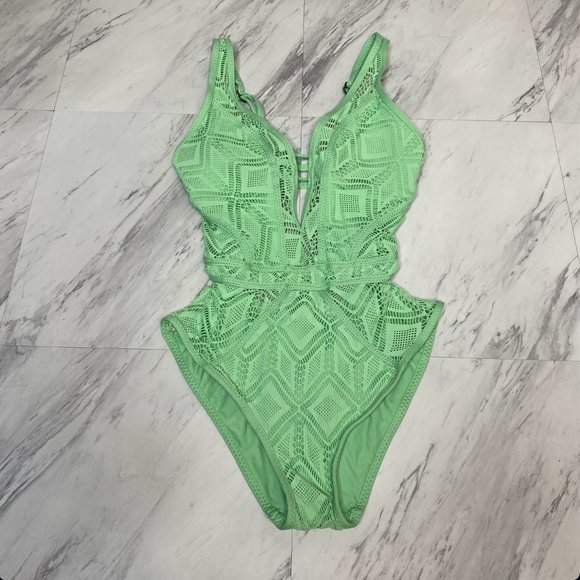 New! Becca Color Play Crochet One Piece Swimsuit - Picture 12 of 12